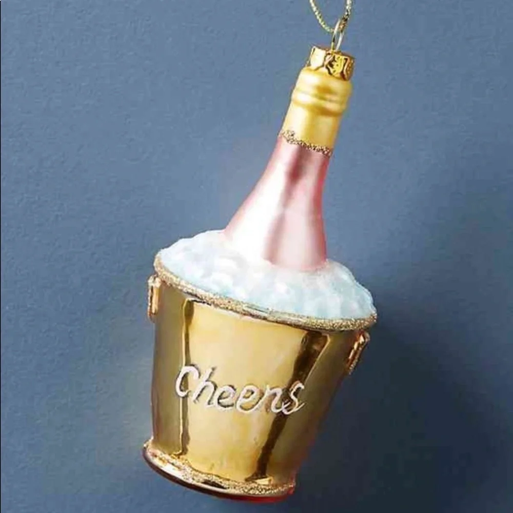 NWT Anthropologie CHEERS Champagne Bucket Ornament Christmas